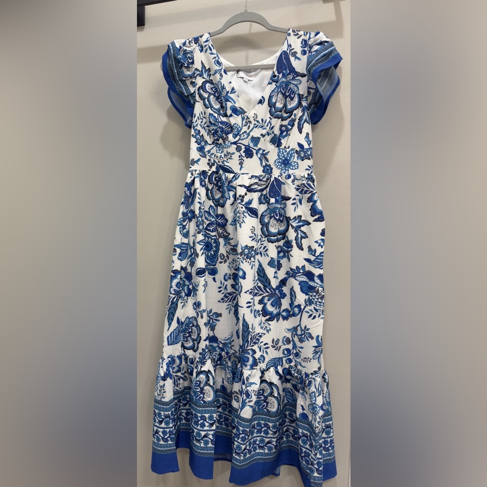 Sugarlips Blue and White Floral Midi Dress